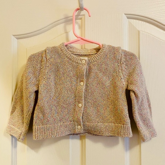EUC Baby Gap Rainbow Metallic Button Up Knit Cardigan Sweater - Picture 6 of 14